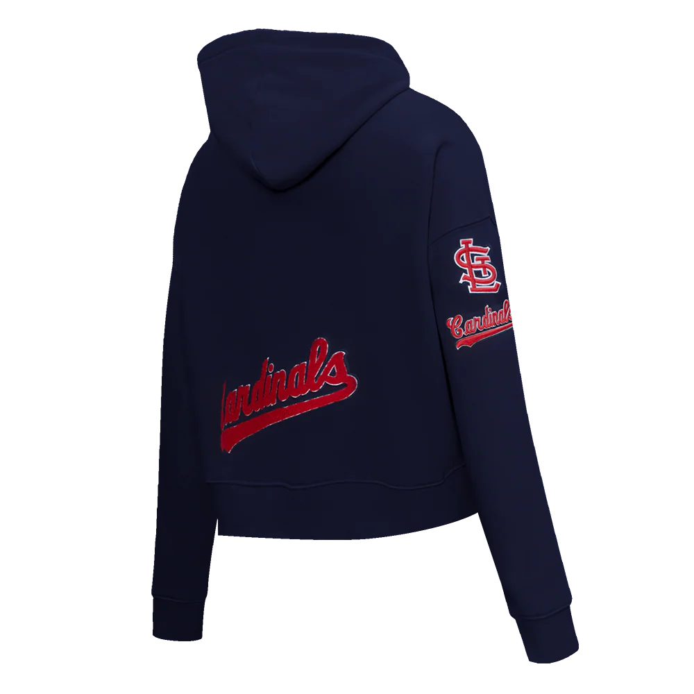 MLB ST. LOUIS CARDINALS CLASSIC WOMEN'S CROPPED PULLOVER HOODIE (MIDNIGHT NAVY) - Image 3