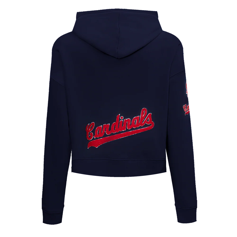 MLB ST. LOUIS CARDINALS CLASSIC WOMEN'S CROPPED PULLOVER HOODIE (MIDNIGHT NAVY) - Image 4