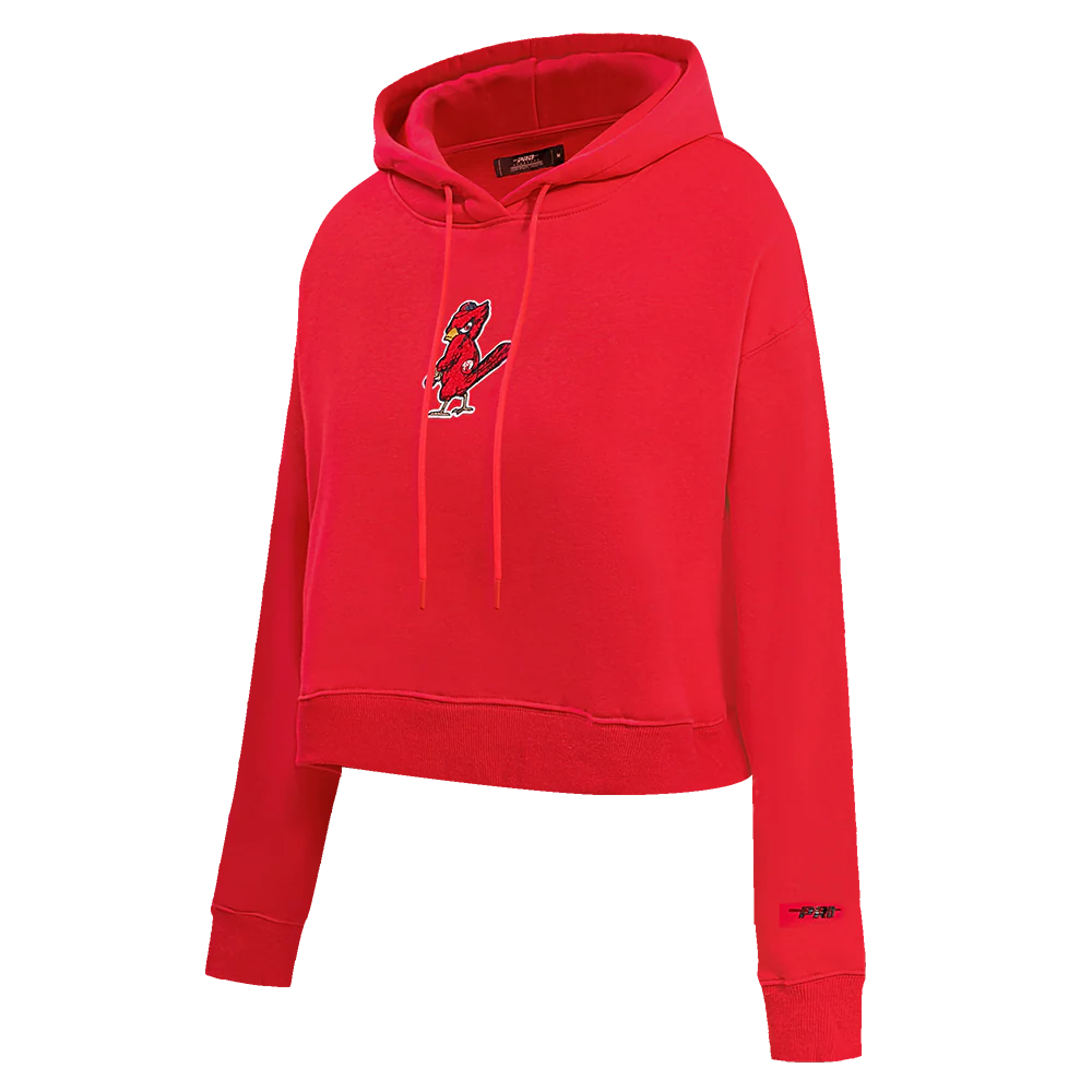 MLB ST. LOUIS CARDINALS CLASSIC WOMEN'S CROPPED PULLOVER HOODIE (RED) - Image 2
