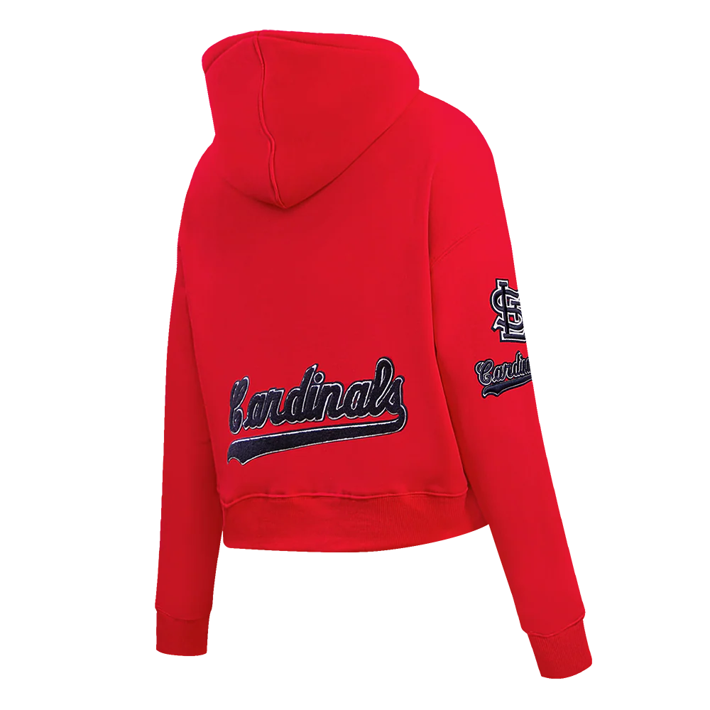 MLB ST. LOUIS CARDINALS CLASSIC WOMEN'S CROPPED PULLOVER HOODIE (RED) - Image 3