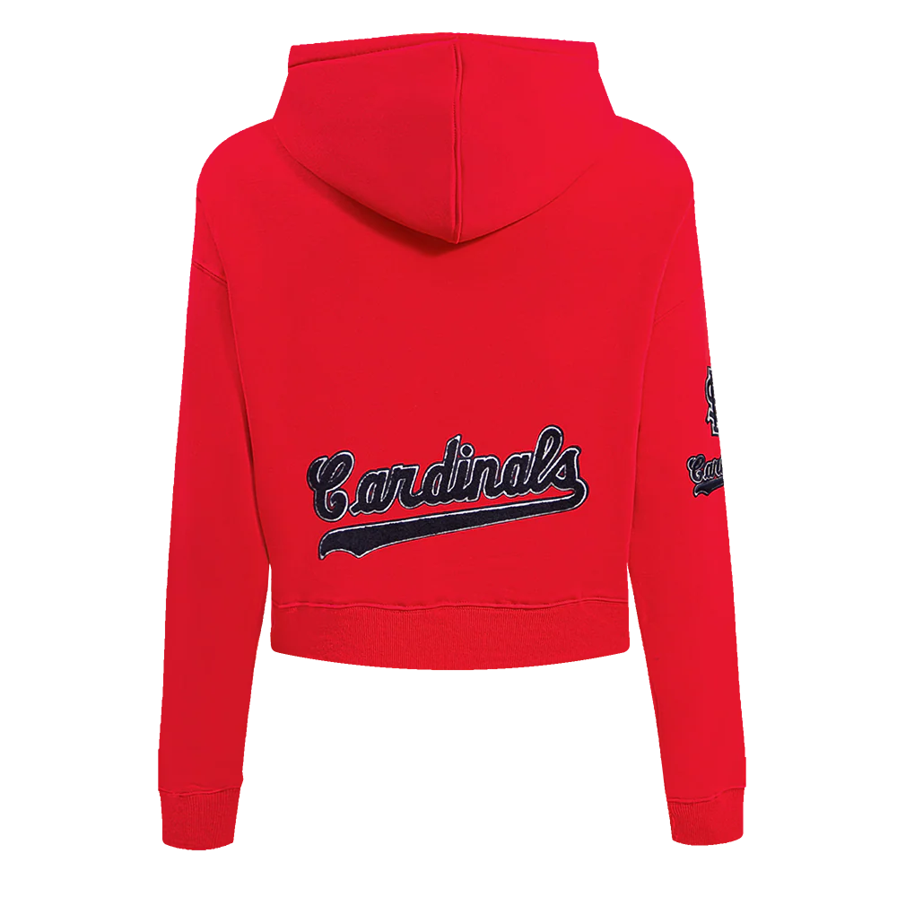 MLB ST. LOUIS CARDINALS CLASSIC WOMEN'S CROPPED PULLOVER HOODIE (RED) - Image 4