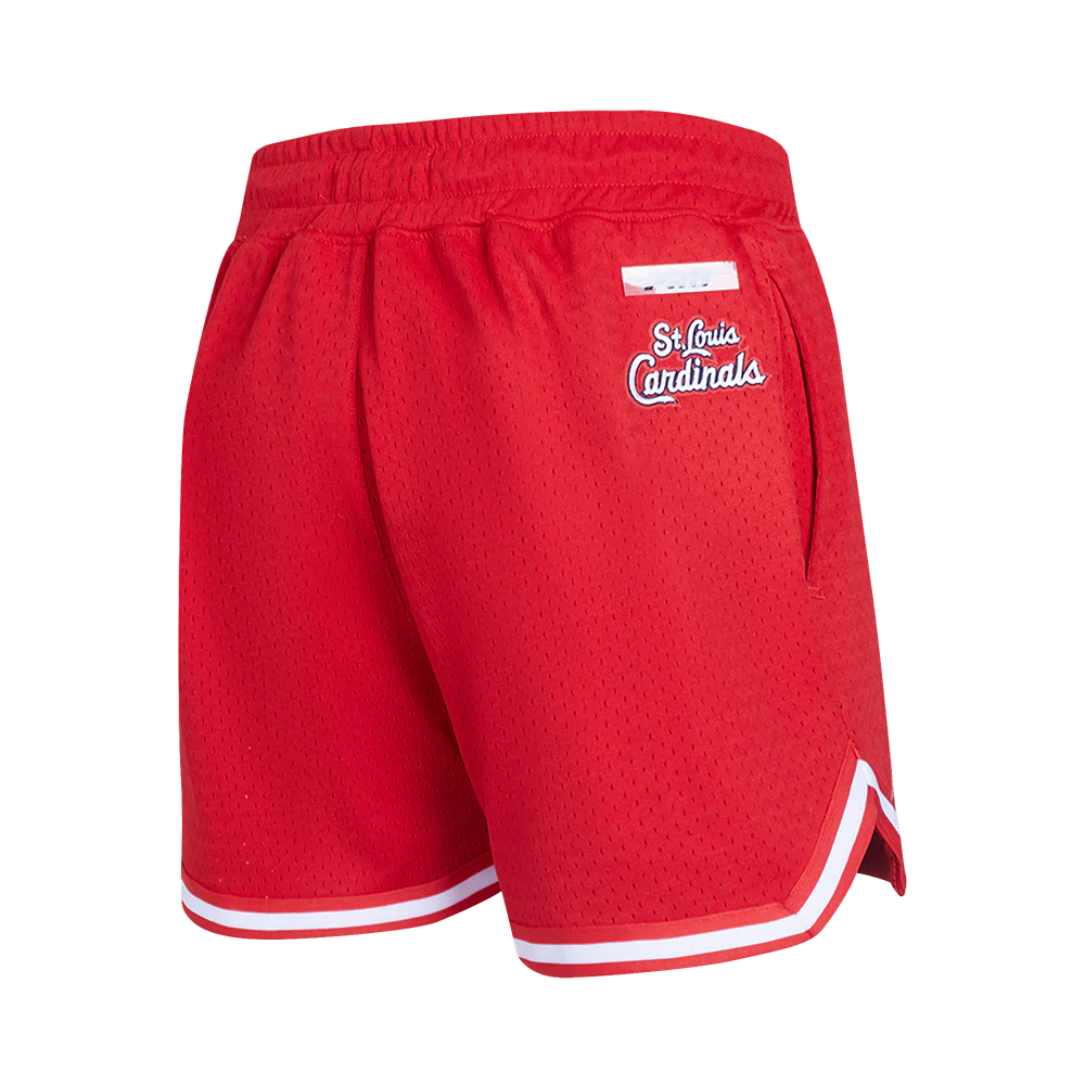 MLB ST. LOUIS CARDINALS SCRIPT TAIL WOMEN'S MESH TAPE SHORT (RED) - Image 3