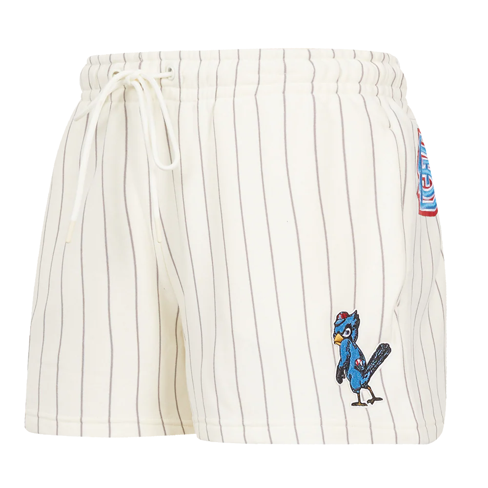 MLB ST. LOUIS CARDINALS PINSTRIPE RETRO CLASSIC WOMEN'S FLC SHORT (EGGSHELL/ GREY)