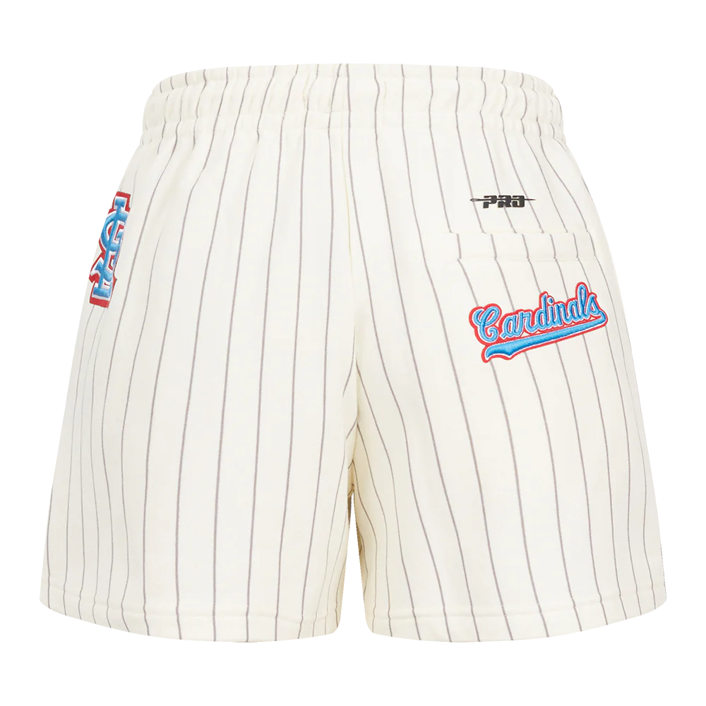MLB ST. LOUIS CARDINALS PINSTRIPE RETRO CLASSIC WOMEN'S FLC SHORT (EGGSHELL/ GREY) - Image 3
