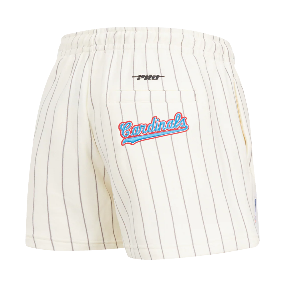 MLB ST. LOUIS CARDINALS PINSTRIPE RETRO CLASSIC WOMEN'S FLC SHORT (EGGSHELL/ GREY) - Image 4