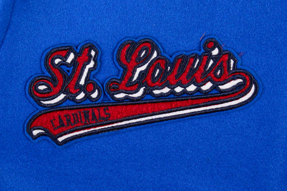 MLB ST. LOUIS CARDINALS SCRIPT TAIL WOMEN'S WOOL VARSITY JACKET (ROYAL BLUE/WHITE) - Image 5