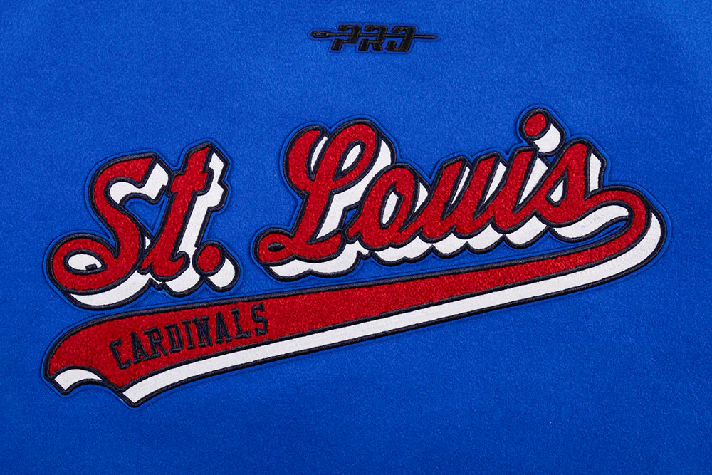 MLB ST. LOUIS CARDINALS SCRIPT TAIL WOMEN'S WOOL VARSITY JACKET (ROYAL BLUE/WHITE) - Image 6