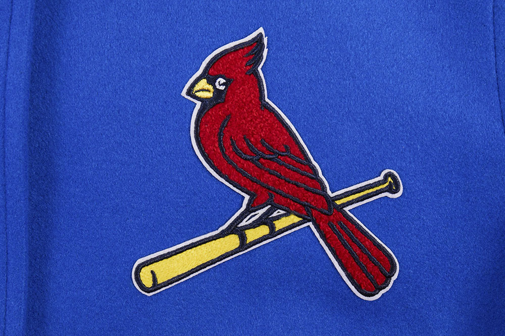 MLB ST. LOUIS CARDINALS SCRIPT TAIL WOMEN'S WOOL VARSITY JACKET (ROYAL BLUE/WHITE) - Image 7