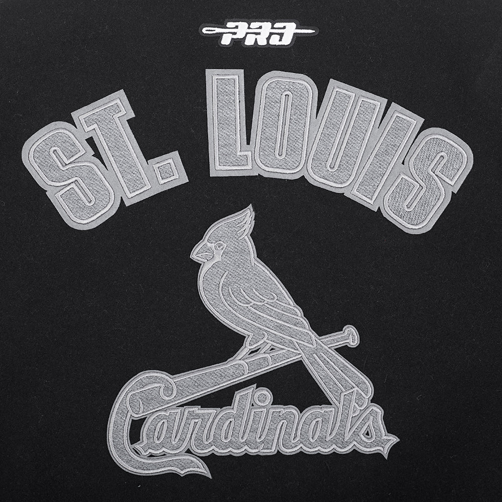 MLB ST. LOUIS CARDINALS REVERSE FRENCH TERRY WOMEN'S WOOL VARSITY JACK (BLACK/GRAY/EGGSHELL) - Image 11