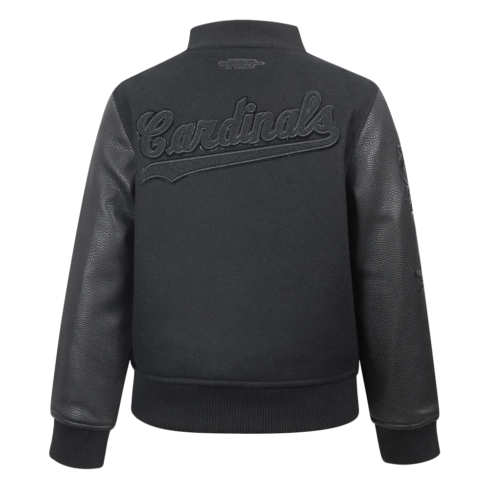 MLB ST. LOUIS CARDINALS TRIPLE BLACK LITTLE BOYS WOOL VARSITY JACKET (JET BLACK) - Image 3