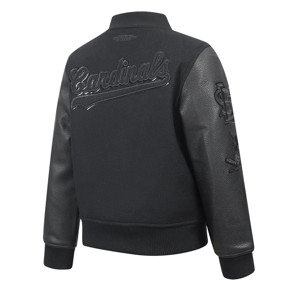 MLB ST. LOUIS CARDINALS TRIPLE BLACK LITTLE BOYS WOOL VARSITY JACKET (JET BLACK) - Image 4