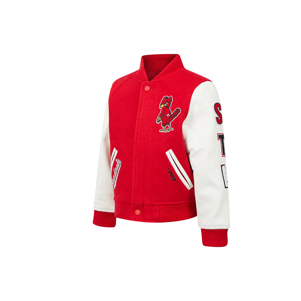 MLB ST. LOUIS CARDINALS CLASSIC LITTLE BOYS WOOL VARSITY JACKET (RED/WHITE) - Image 2