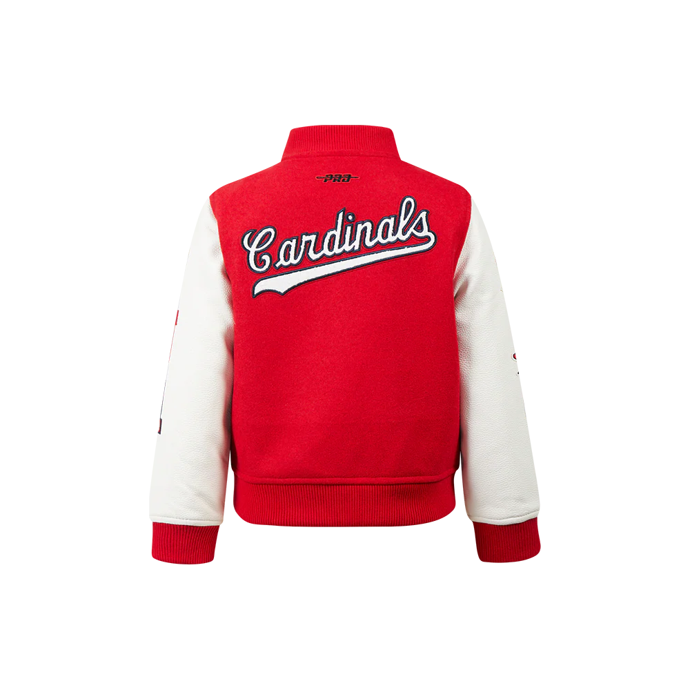 MLB ST. LOUIS CARDINALS CLASSIC LITTLE BOYS WOOL VARSITY JACKET (RED/WHITE) - Image 3