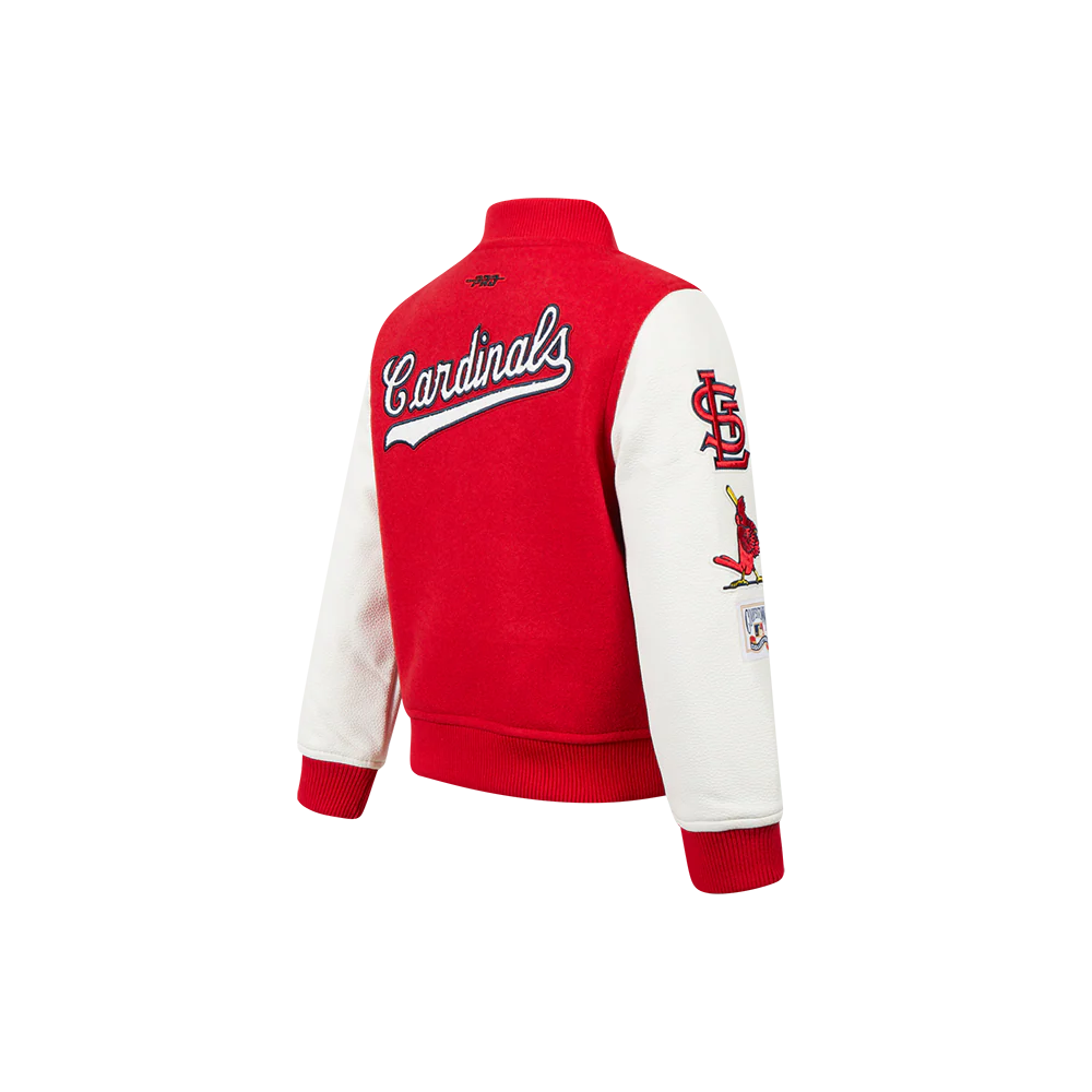 MLB ST. LOUIS CARDINALS CLASSIC LITTLE BOYS WOOL VARSITY JACKET (RED/WHITE) - Image 4