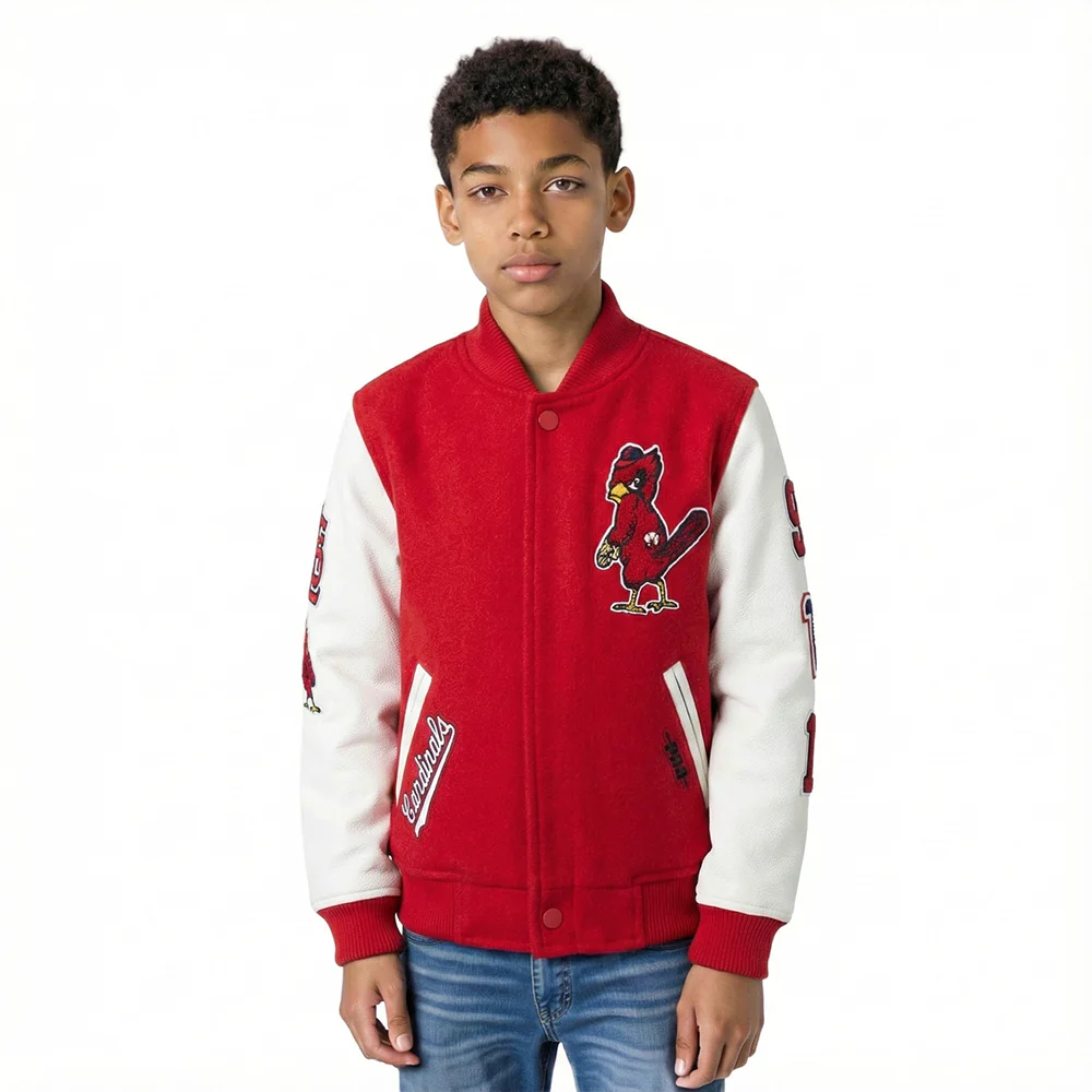 MLB ST. LOUIS CARDINALS CLASSIC CHENILLE LITTLE BOY'S WOOL VARSITY JACKET (RED/WHITE)