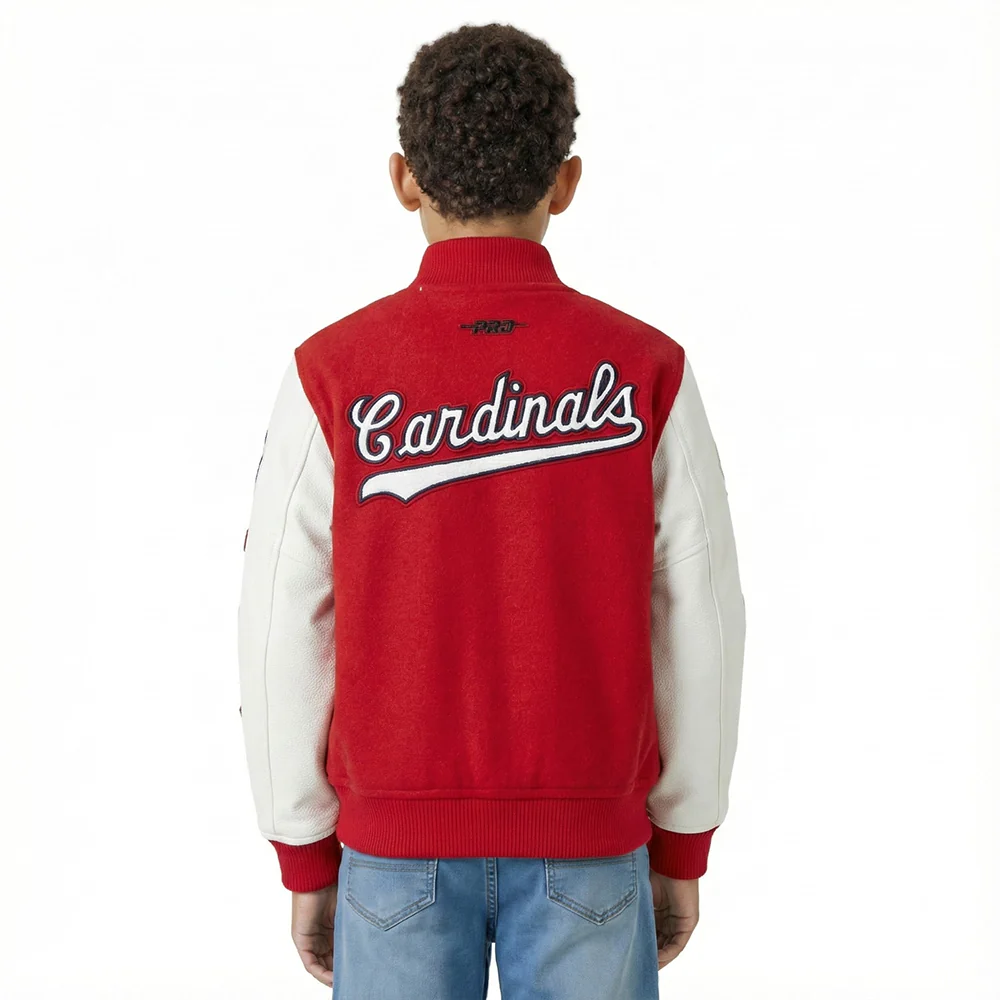 MLB ST. LOUIS CARDINALS CLASSIC CHENILLE LITTLE BOY'S WOOL VARSITY JACKET (RED/WHITE) - Image 2