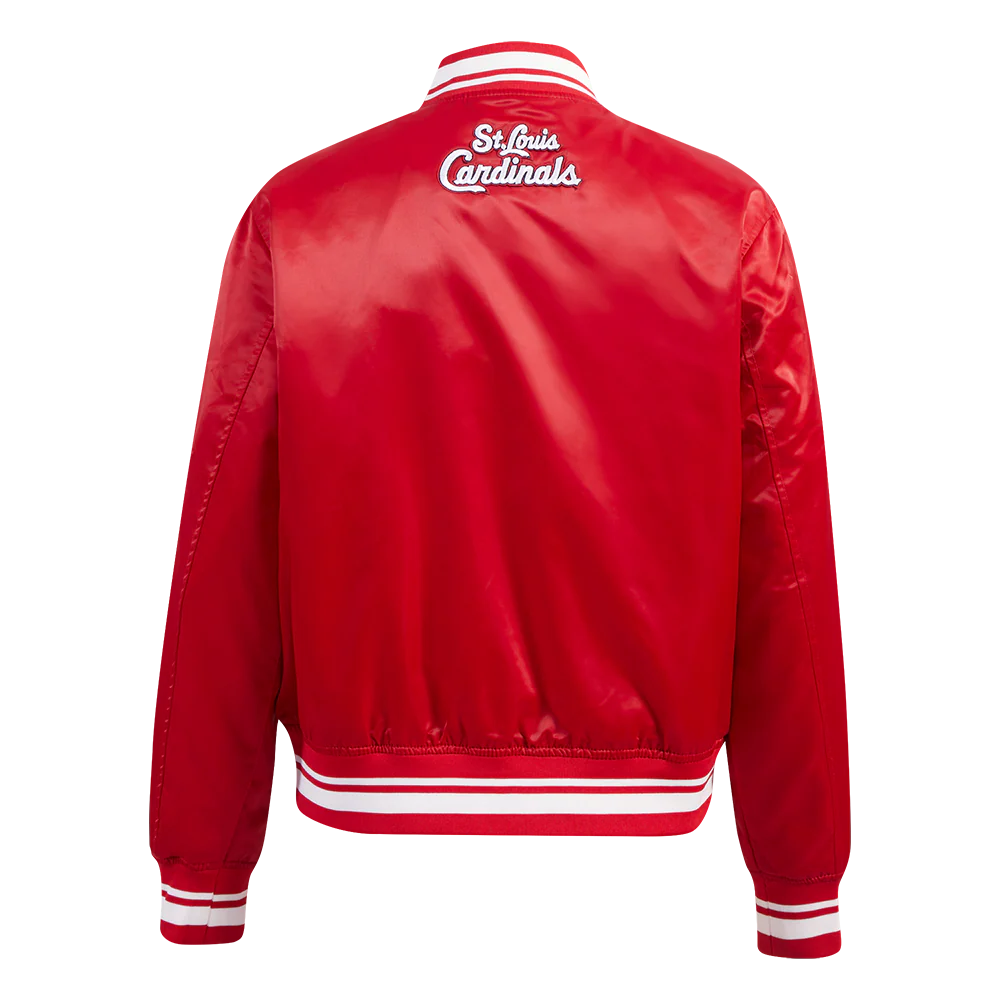 MLB ST. LOUIS CARDINALS SCRIPT TAIL WOMEN'S SATIN JACKET (RED) - Image 3