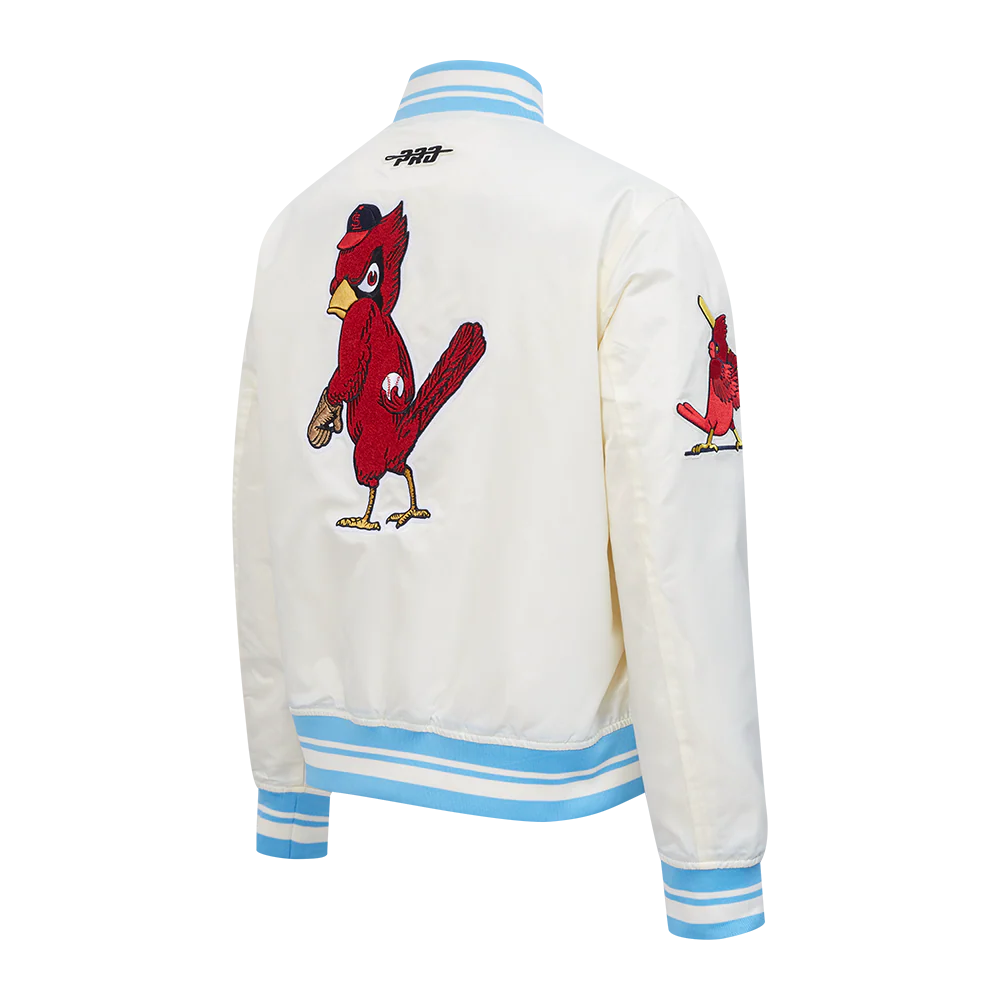 MLB ST. LOUIS CARDINALS RETRO CLASSICS WOMEN'S SATIN JACKET (EGGSHELL/ UNIVERSITY BLUE) - Image 4