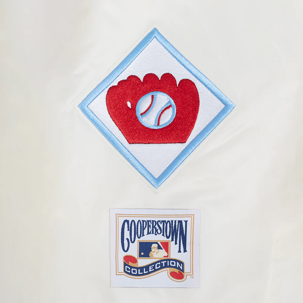 MLB ST. LOUIS CARDINALS RETRO CLASSICS WOMEN'S SATIN JACKET (EGGSHELL/ UNIVERSITY BLUE) - Image 7