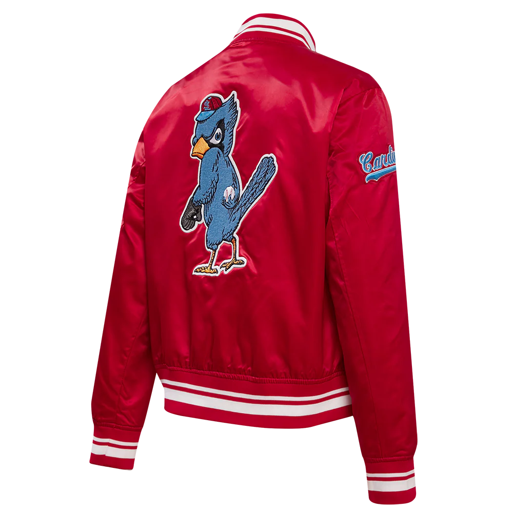 MLB ST. LOUIS CARDINALS RETRO CLASSIC WOMEN'S RIB SATIN JACKET (RED) - Image 3