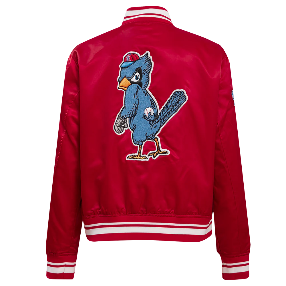 MLB ST. LOUIS CARDINALS RETRO CLASSIC WOMEN'S RIB SATIN JACKET (RED) - Image 4