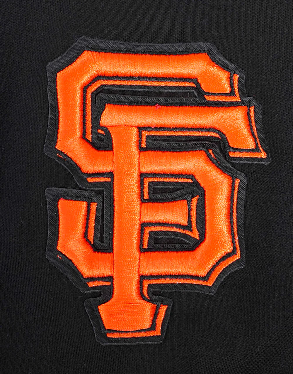 MLB SAN FRANCISCO GIANTS CLASSIC CHENILLE MEN'S DOUBLE KNIT SHORT SLEEVE PULLOVER HOODIE (BLACK/ORANGE) - Image 7