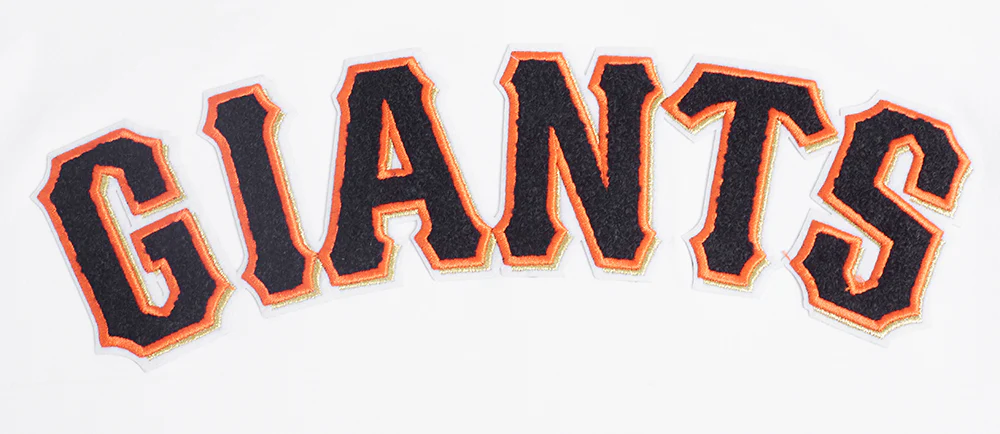 MLB SAN FRANCISCO GIANTS CLASSIC CHENILLE MEN'S DOUBLE KNIT SHORT SLEEVE PULLOVER HOODIE (WHITE/BLACK) - Image 5