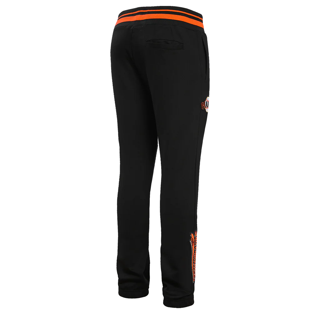 MLB SAN FRANCISCO GIANTS SCRIPT TAIL MEN'S RIB FLEECE SWEATPANT (BLACK/ORANGE) - Image 4
