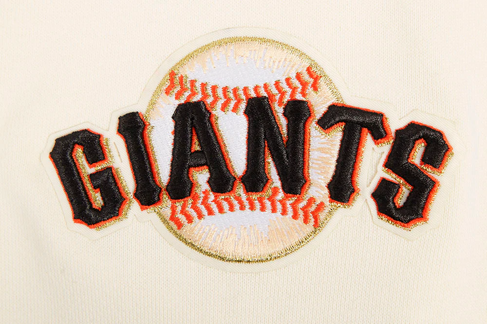 MLB SAN FRANCISCO GIANTS SCRIPT TAIL MEN'S RIB FLEECE PULLOVER HOODIE (EGGSHELL/ BLACK) - Image 8