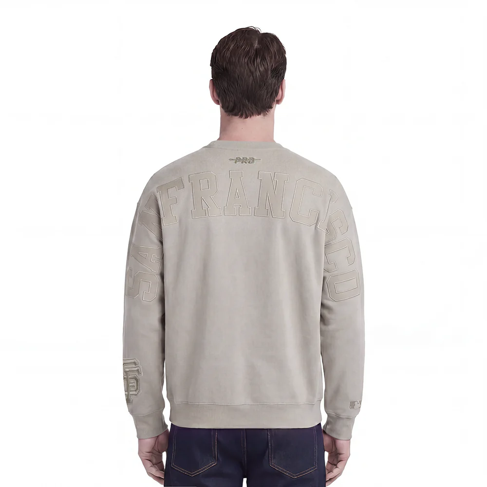 MLB SAN FRANCISCO GIANTS WINGSPAN MEN'S DROP SHOULDER FLEECE CREWNECK (TAUPE)