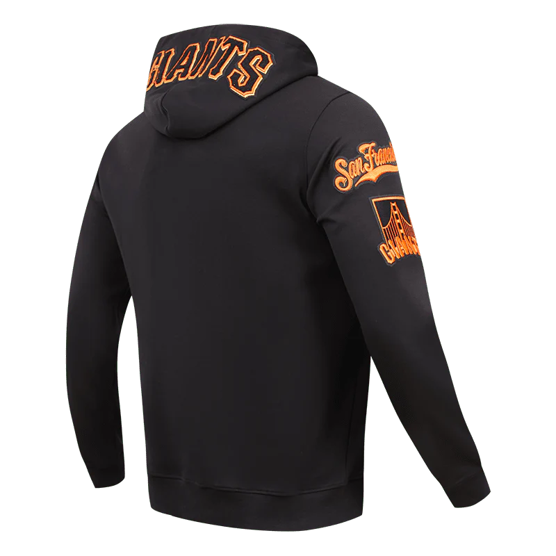 MLB SAN FRANCISCO GIANTS CLASSIC CHENILLE MEN'S PULLOVER HOODIE (BLACK) - Image 4