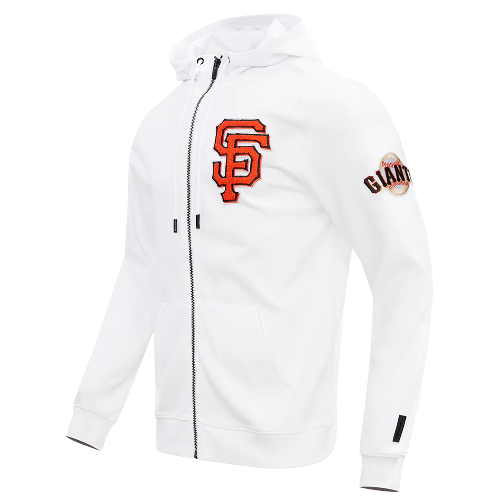 MLB SAN FRANCISCO GIANTS CLASSIC CHENILLE MEN'S FULL ZIP PULLOVER HOODIE (WHITE) - Image 2