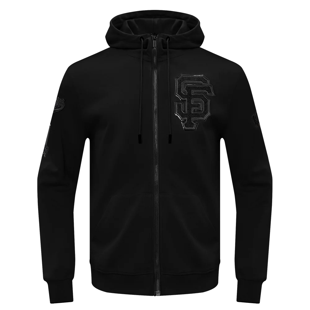 MLB SAN FRANCISCO GIANTS TRIPLE BLACK LOGO MEN'S FULL ZIP PULLOVER HOODIE (TRIPLE BLACK)