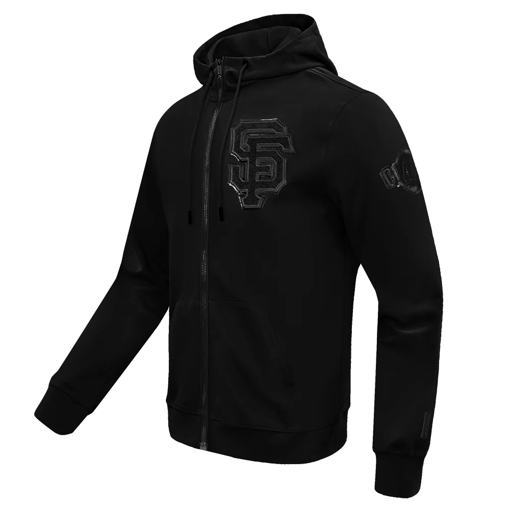MLB SAN FRANCISCO GIANTS TRIPLE BLACK LOGO MEN'S FULL ZIP PULLOVER HOODIE (TRIPLE BLACK) - Image 2