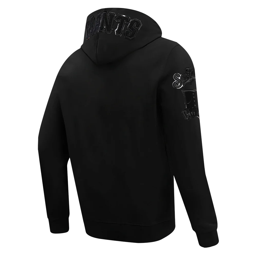 MLB SAN FRANCISCO GIANTS TRIPLE BLACK LOGO MEN'S FULL ZIP PULLOVER HOODIE (TRIPLE BLACK) - Image 4
