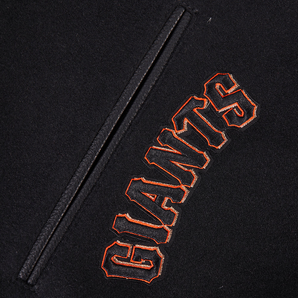 MLB SAN FRANCISCO GIANTS TURN IT UP MEN'S RIB WOOL VARSITY JACKET (BLACK/ORANGE) - Image 6