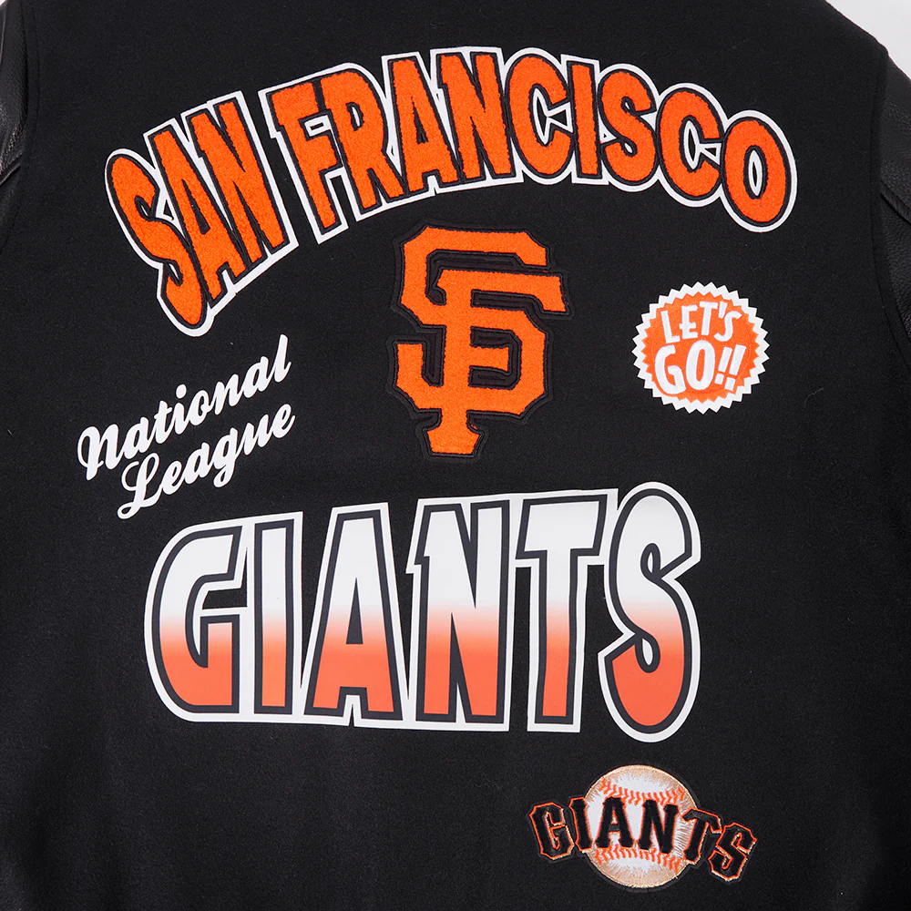 MLB SAN FRANCISCO GIANTS TURN IT UP MEN'S RIB WOOL VARSITY JACKET (BLACK/ORANGE) - Image 8