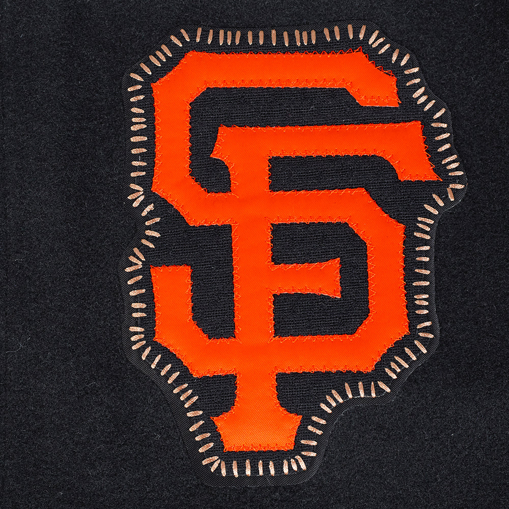 MLB SAN FRANCISCO GIANTS DIY PICK STITCH MEN'S RIB WOOL VARSITY JACK (BLACK/ORANGE) - Image 6