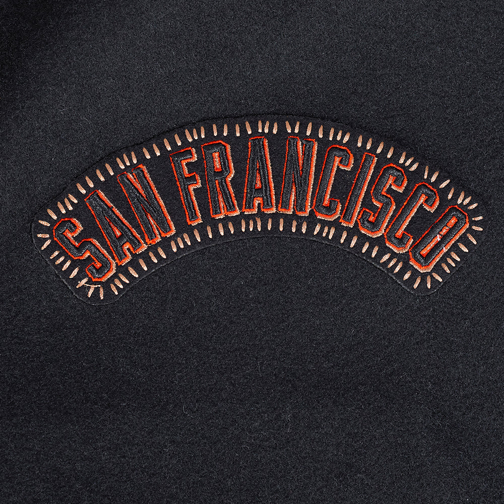 MLB SAN FRANCISCO GIANTS DIY PICK STITCH MEN'S RIB WOOL VARSITY JACK (BLACK/ORANGE) - Image 7