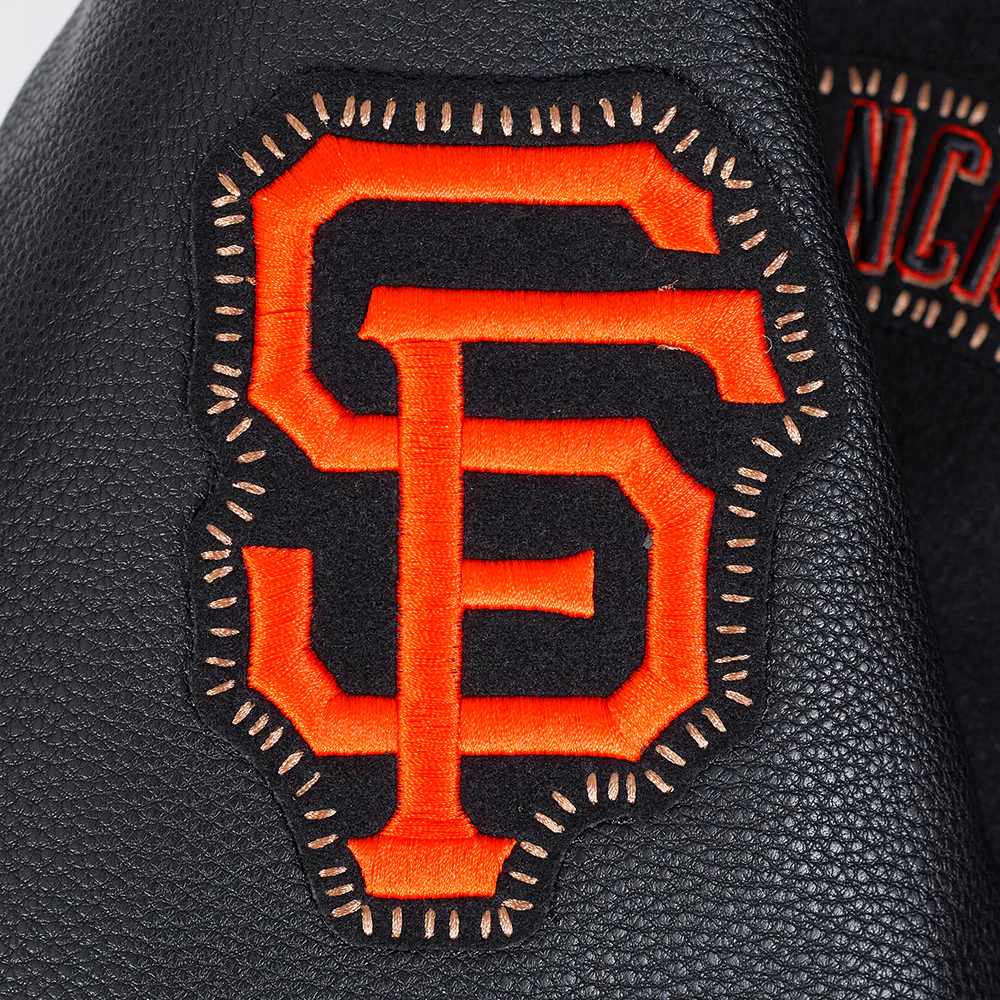 MLB SAN FRANCISCO GIANTS DIY PICK STITCH MEN'S RIB WOOL VARSITY JACK (BLACK/ORANGE) - Image 8