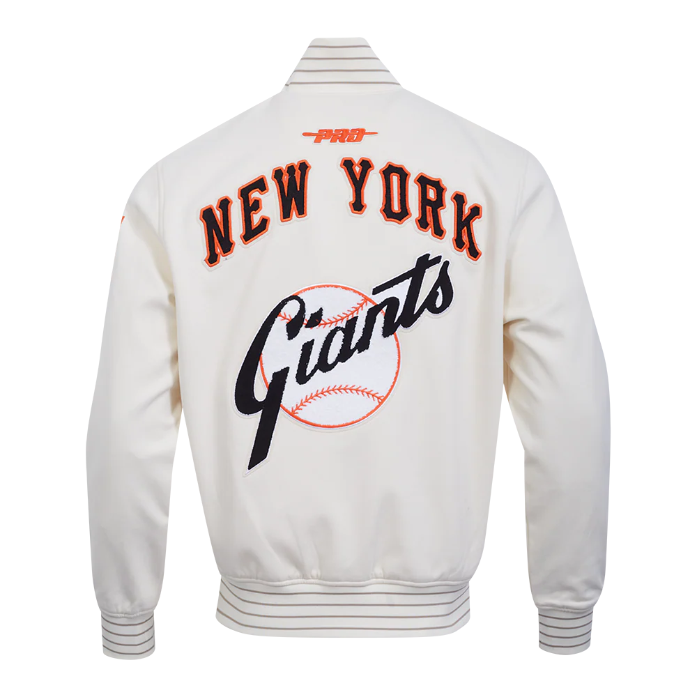 MLB SAN FRANCISCO GIANTS COOPERSTOWN LOGO PRO GAME DAY MEN'S DOUBLE KNIT JACKET (EGGSHELL/TAUPE/EGGSHELL) - Image 3