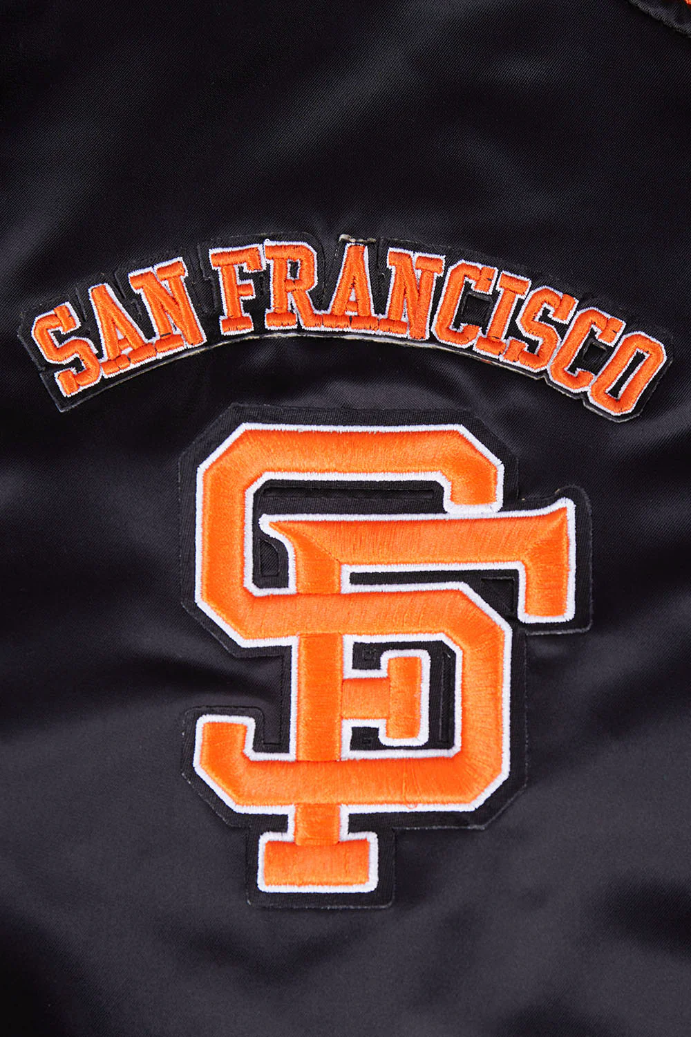 MLB SAN FRANCISCO GIANTS RETRO CLASSIC MEN'S RIB SATIN JACKET (BLACK/ORANGE) - Image 6
