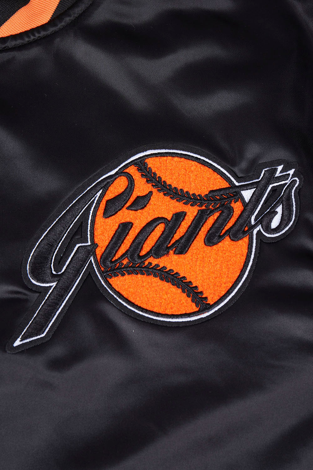MLB SAN FRANCISCO GIANTS RETRO CLASSIC MEN'S RIB SATIN JACKET (BLACK/ORANGE) - Image 7