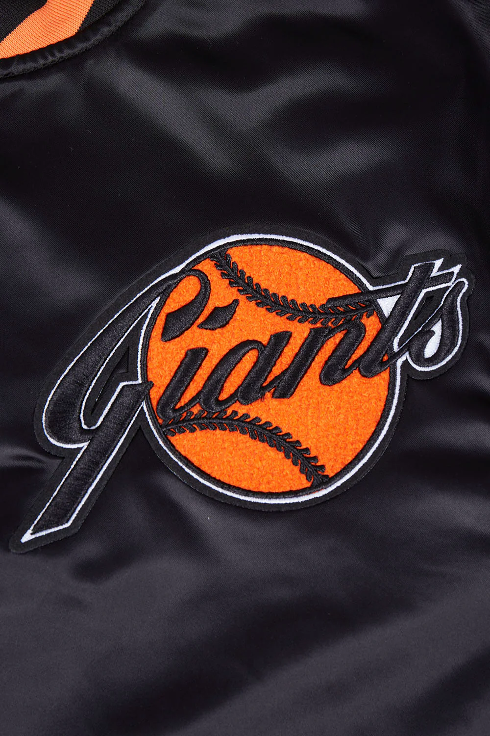 MLB SAN FRANCISCO GIANTS RETRO CLASSIC MEN'S RIB SATIN JACKET (BLACK/ORANGE) - Image 8