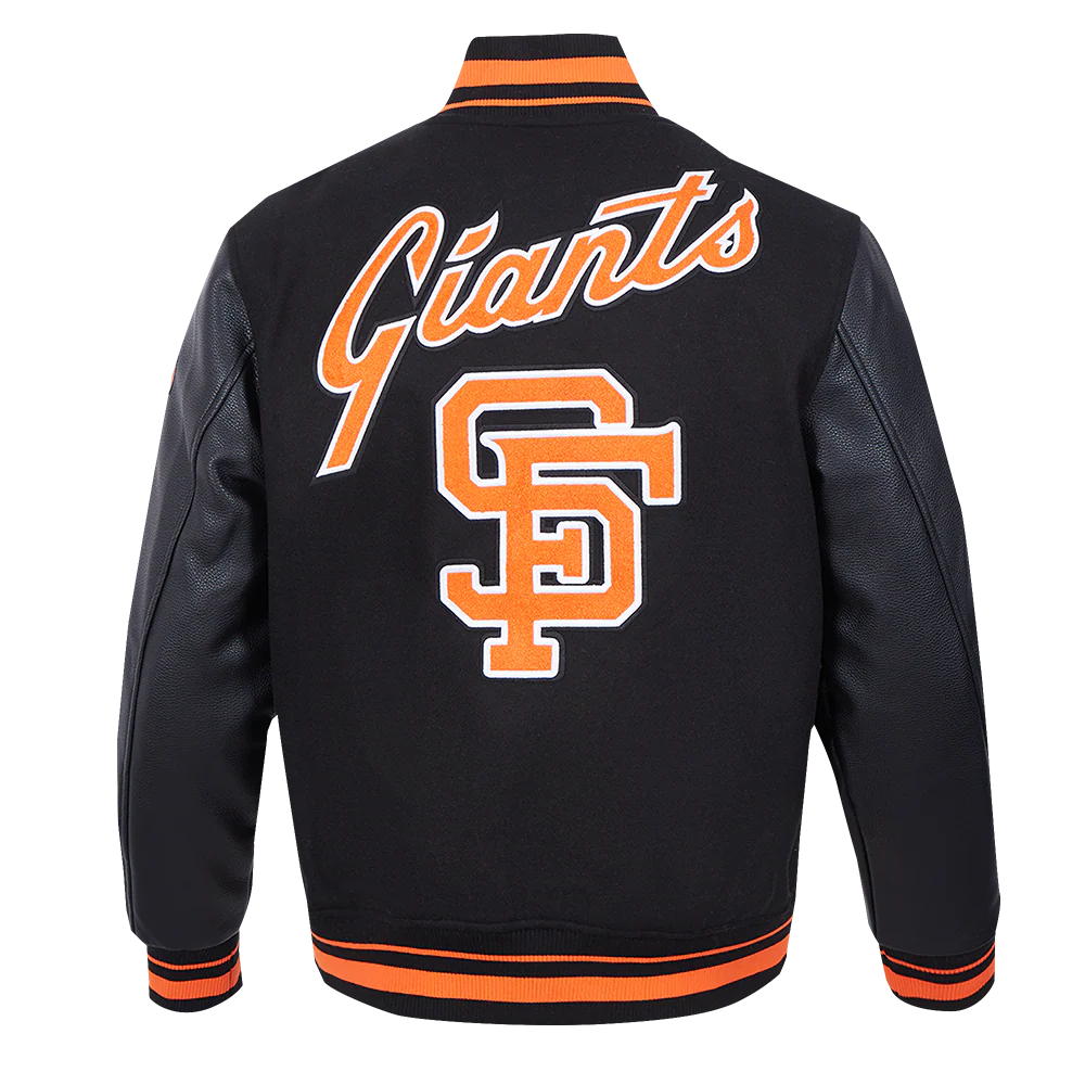 MLB SAN FRANCISCO GIANTS RETRO CLASSIC MEN'S RIB WOOL VARSITY JACKET (BLACK/ORANGE) - Image 3