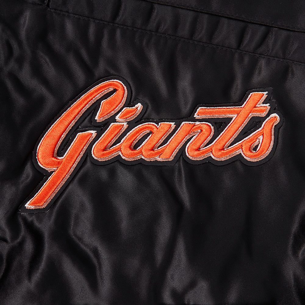 MLB SAN FRANCISCO GIANTS CREST EMBLEM MEN'S SATIN JACKET (BLACK) - Image 9