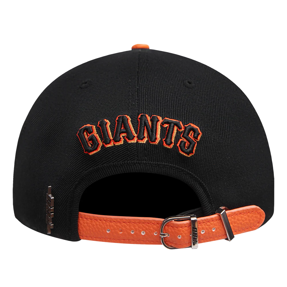 MLB SAN FRANCISCO GIANTS OLD ENGLISH UNISEX 6 PANEL LEATHER STRAPBACK (BLACK) - Image 5