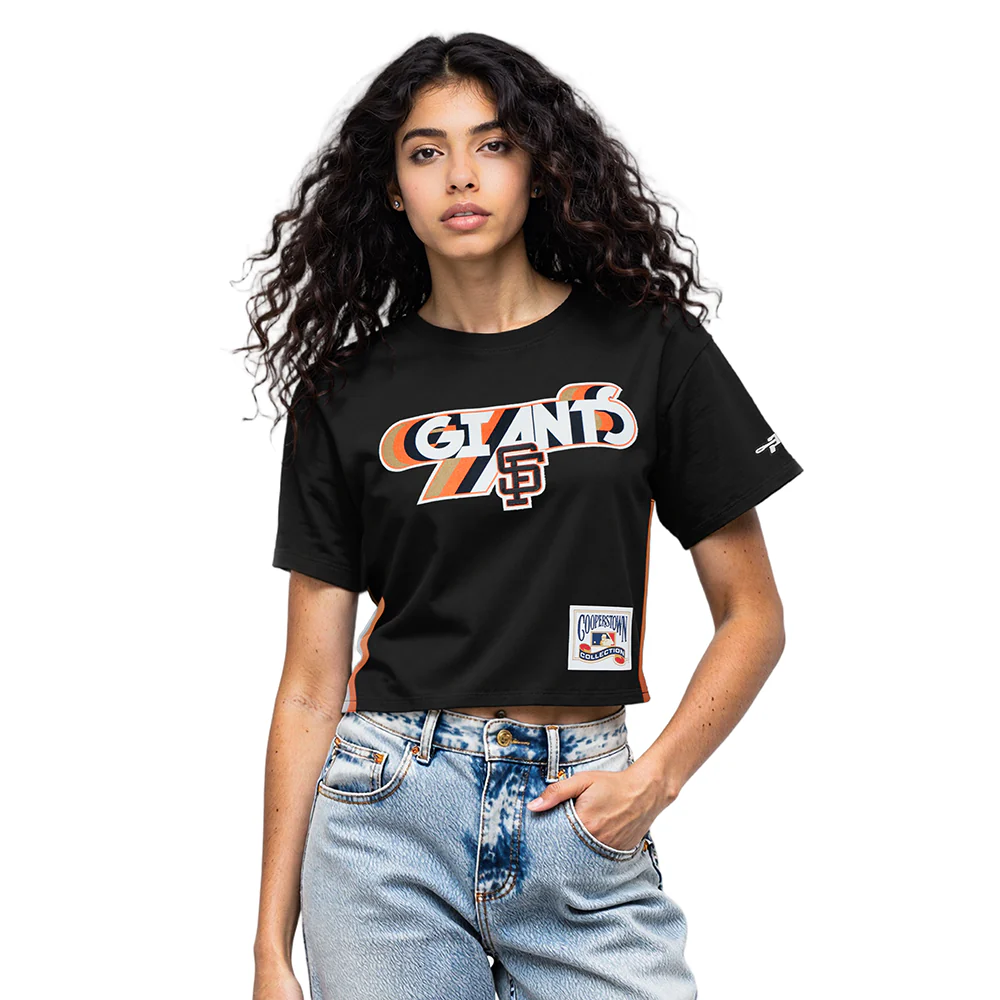 MLB SAN FRANCISCO GIANTS RETRO ELEVATION WOMEN'S SJ BOXY TEE (BLACK)