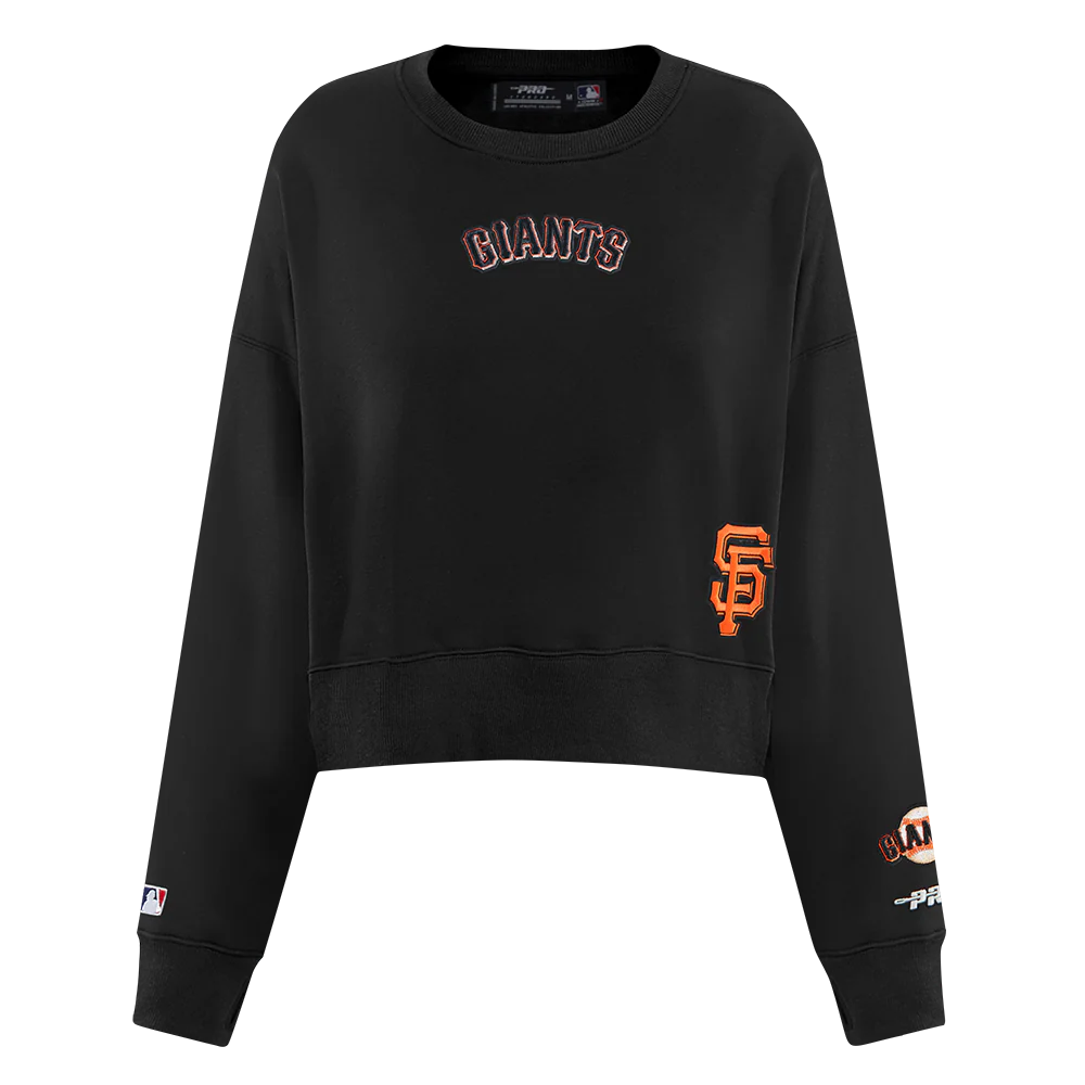 MLB SAN FRANCISCO GIANTS WINGSPAN WOMEN'S FLEECE CREWNECK (BLACK) - Image 3