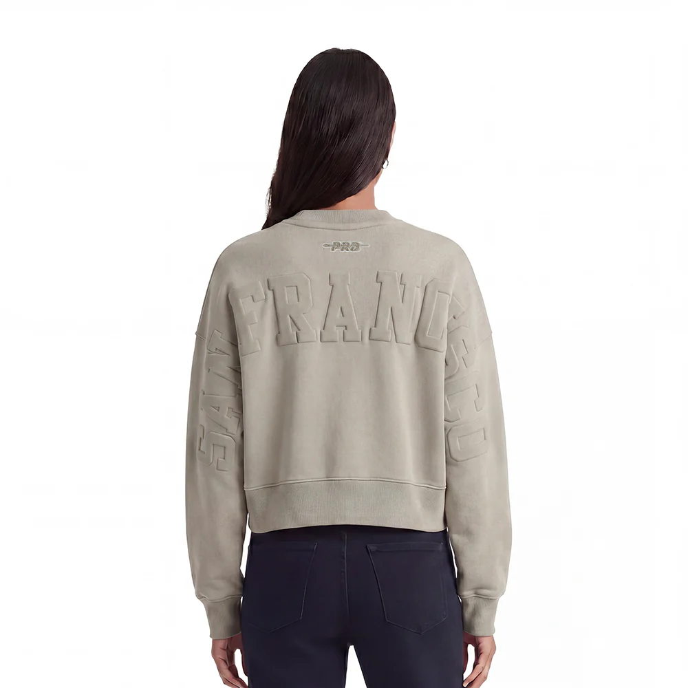 MLB SAN FRANCISCO GIANTS WINGSPAN WOMEN'S FLEECE CREWNECK (TAUPE)